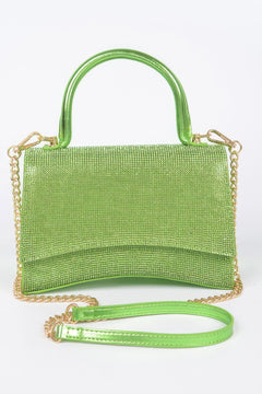 Rhinestone Top Handle Flap Bag