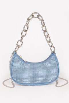 Hot Fix Stone Small Hobo Bag W/chain