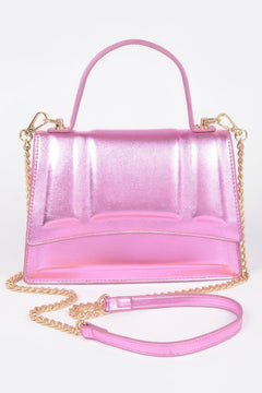 Metallic Top Handle Crossbody Bag