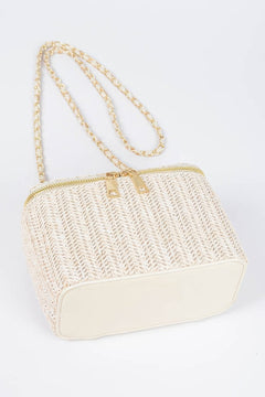 Faux Straw Cosmetic Case Bag