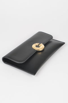 Faux Leather G Buckle Clutch