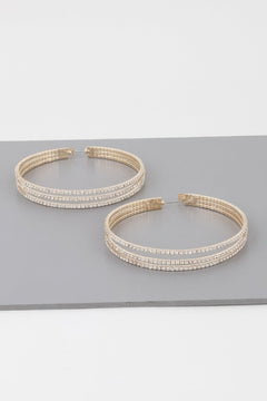 Wide Triple Jewel Hoop Earrings