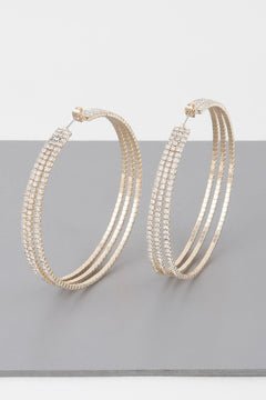 Wide Triple Jewel Hoop Earrings