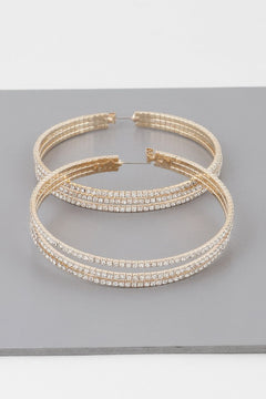 Wide Triple Jewel Hoop Earrings