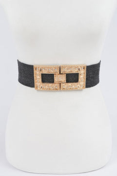 Rhinestone Buckle Plus Size Stretch Straw Belt
