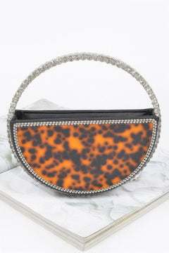 Rhinestone Handle Tortoise Bag