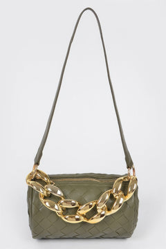 Braided Crossbody Bag W/oversized Chain