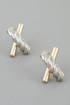 Two Toned Twisted X Earrings