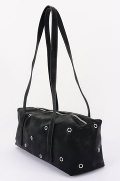 Vegan Leather Eyelet Studded Rectanglar Bag
