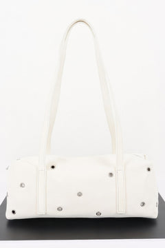 Vegan Leather Eyelet Studded Rectanglar Bag