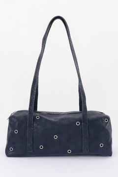 Vegan Leather Eyelet Studded Rectanglar Bag
