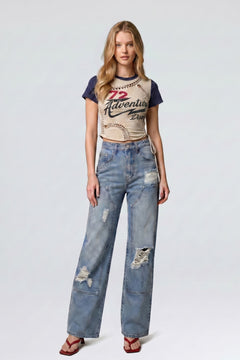 Varsity Renegade Lace-up Graphic Tee
