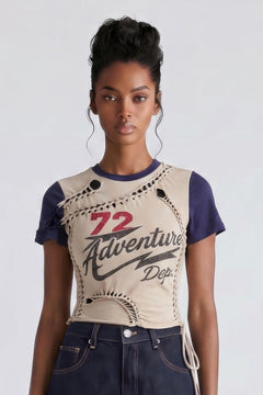 Varsity Renegade Lace-up Graphic Tee