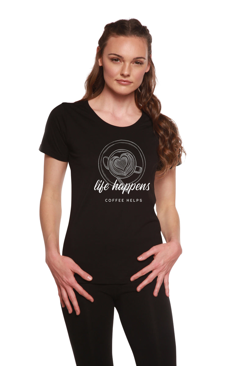 Life Happens Printed Women's Bamboo/Cotton Short Sleeve Scoop Neck T-Shirt