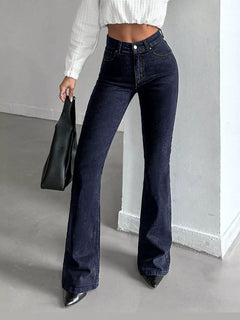 High-Waisted Slim-Fit Flared Jeans