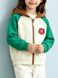 Children's Color-Block Hooded Zip-Up Jacket