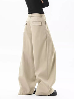 Men's Plus Size Pleated Wide-Leg Pants