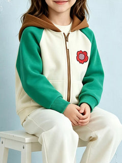 Children's Color-Block Hooded Zip-Up Jacket