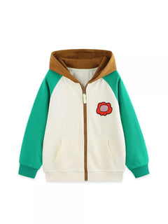 Children's Color-Block Hooded Zip-Up Jacket