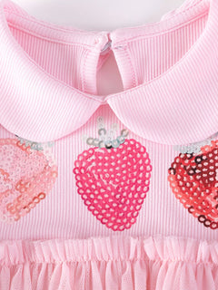 Children's Strawberry Embellished Layered Tulle Dress