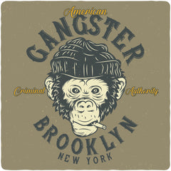 Gangster Brooklyn Men's Bamboo Viscose/Organic Cotton Short Sleeve Graphic T-Shirt