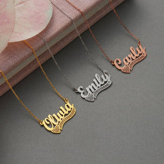 Heart and Name Necklace Personalised Engraaved pendant