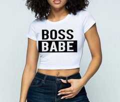 “Boss Babe” Graphic Crop Top