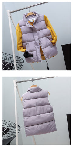 Women Vest Mandarin Collar Sleeveless Short Coat Women Plus Size 2021 Autumn Winter