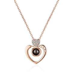 100 languages of love necklace Projection Pendant Necklace For Women Crystal Jewelry