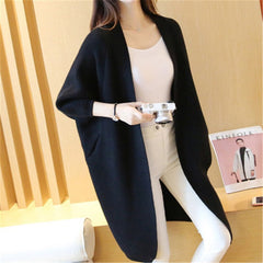 2021 Long Cardigan Women Sweater Autumn Winter Bat Sleeve Knitted Sweater