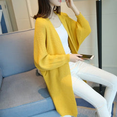 2021 Long Cardigan Women Sweater Autumn Winter Bat Sleeve Knitted Sweater
