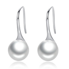 nowadaysfashion Sterling Silver Elegant Round Pure Love Pearl Drop Earrings