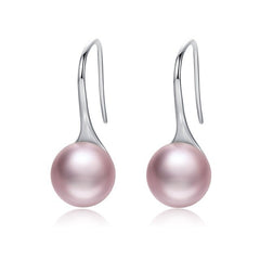 nowadaysfashion Sterling Silver Elegant Round Pure Love Pearl Drop Earrings