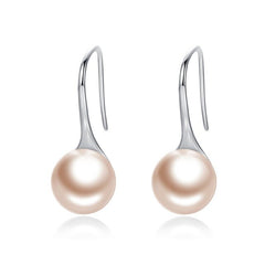 nowadaysfashion Sterling Silver Elegant Round Pure Love Pearl Drop Earrings