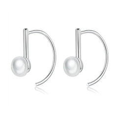 nowadaysfashion Sterling Silver Elegant Round Pure Love Pearl Drop Earrings