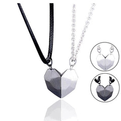 2pcs matching necklaces for couples Magnetic Lovers Heart necklaces Suction Wishing Stone