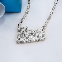 nowadaysfashion Custom Name Necklace Personalized Women Double Plated Gothic Nameplate Custom Gold Choker Necklace