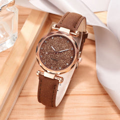 Women Romantic Wrist Watch bracelet Leather Rhinestone Ladies Clock