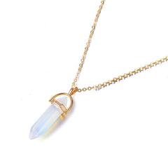 nowadaysfashion Crystals Necklace Bohemian Hexagon Opal Pendant Necklace