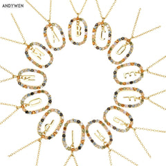 Sterling Silver Gold 26 Alphabet B J P Letters A M Initial Long Chain Necklace Summer Colorful Zircon Ovals