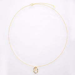 Sterling Silver Gold 26 Alphabet B J P Letters A M Initial Long Chain Necklace Summer Colorful Zircon Ovals