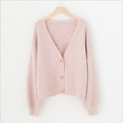 lantern sleeve cardigan Winter Solid Cashmere Casual Fashion Winter Knit sweaters