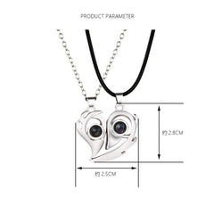2PCS/set matching necklaces for couples 100 Languages I Love You Lovers Heart Magnetic relationship Necklace