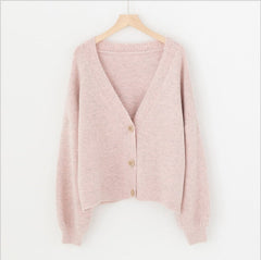 lantern sleeve cardigan Winter Solid Cashmere Casual Fashion Winter Knit sweaters