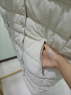 Autumn Winter Coat Women's Solid Loose Vest Stand Collar Long Vest Bodywarm Cotton Padded
