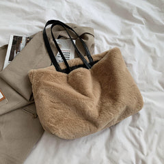 Large Tote Winter Plush Bags For Women Fashion 2021 Furry Shoulder
