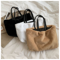 Large Tote Winter Plush Bags For Women Fashion 2021 Furry Shoulder