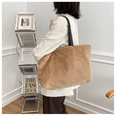 Large Tote Winter Plush Bags For Women Fashion 2021 Furry Shoulder