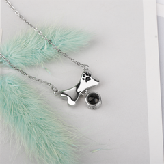 Custom Dog Bone Shaped Projection Necklace Personalized Name Photo Trendy Pendant